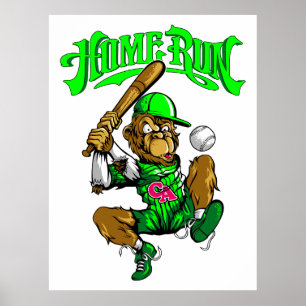 Home Run Monkey Honkbal Poster