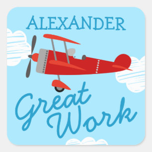 Home School Lof Kinder naam Vierkante Sticker