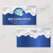 Home Schoonmaak | zeepschuim | Blauwe metaalstruct Visitekaartje (Voorkant / Achterkant)