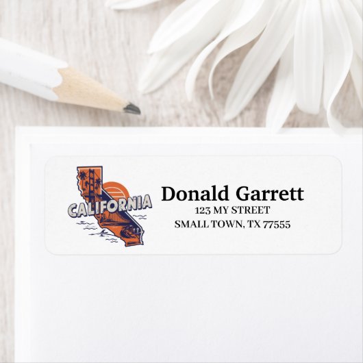 Home State California Retro Kleurenadres Etiket (Insitu)