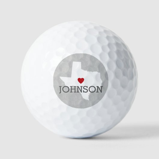 Home State Map Art - Custom Name Texas Golfballen (Voorkant)