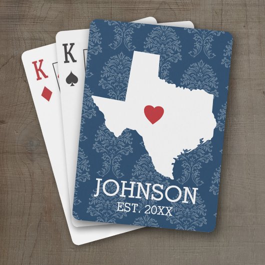 Home State Map Art - Custom Name Texas Pokerkaarten