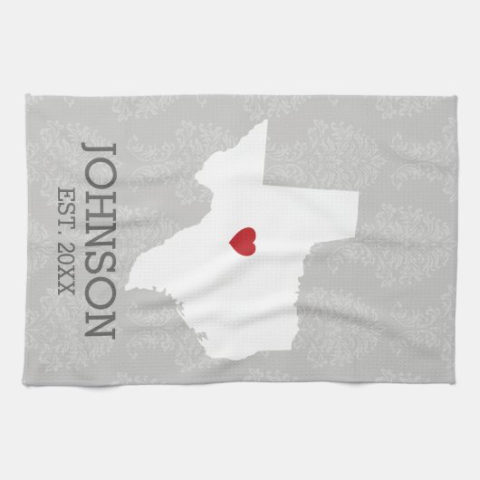 Home State Map Art - Custom Name Texas Theedoek (Horizontaal)