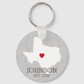 Home State Map Art - Texas Heart Sleutelhanger (Voorkant)
