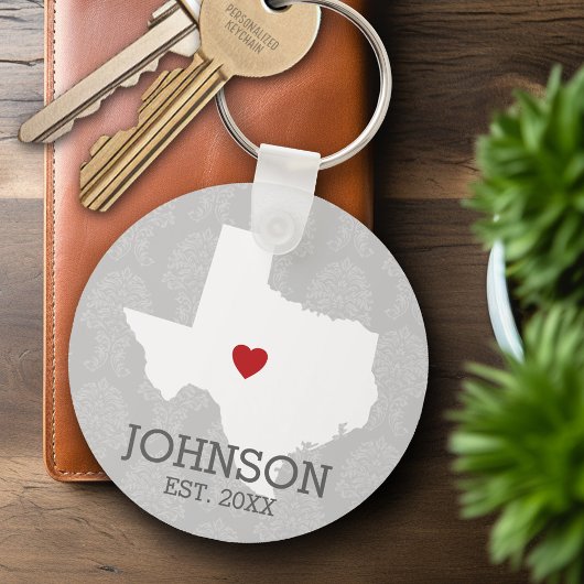 Home State Map Art - Texas Heart Sleutelhanger