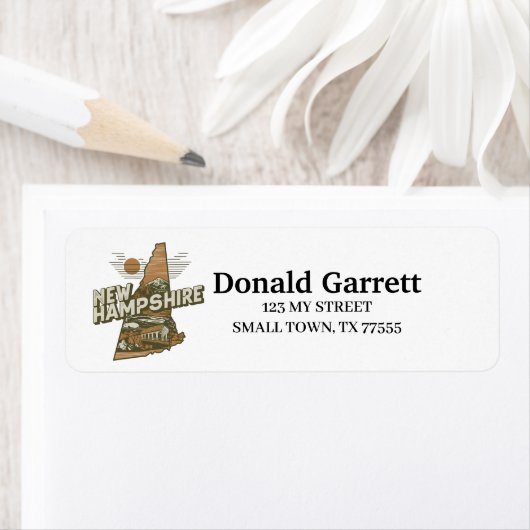 Home State New Hampshire Retro Kleurenadres Etiket (Insitu)