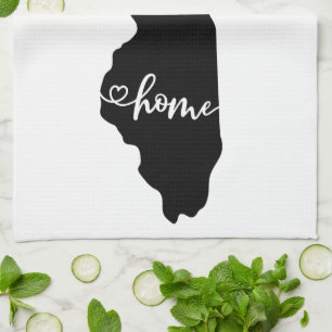 Home State Outline Heart Illinois Kitchen Towel Theedoek