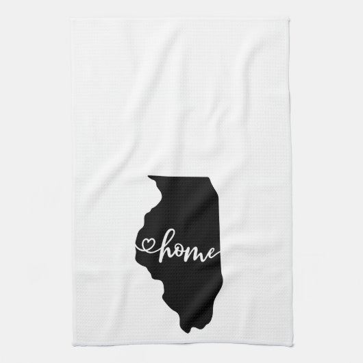 Home State Outline Heart Illinois Serviette de cui (Vertical)