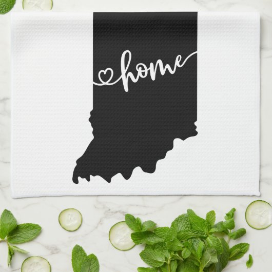 Home State Outline Heart Indiana Serviette de cuis (Plié)