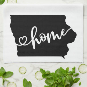 Home State Outline Heart Iowa Serviette de cuisine