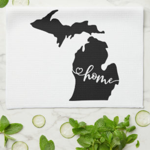 Home State Outline Heart Michigan Kitchen Towel Theedoek