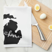 Home State Outline Heart Michigan Kitchen Towel Theedoek (Quarter Fold)