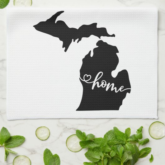 Home State Outline Heart Michigan Serviette de cui (Plié)