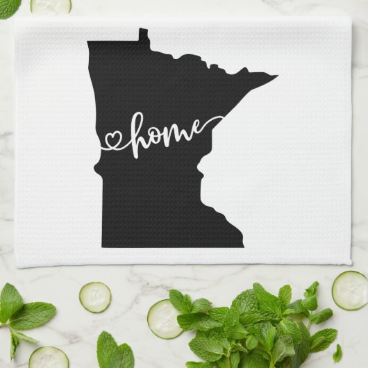 Home State Outline Heart Minnesota Theedoek (Gevouwen)
