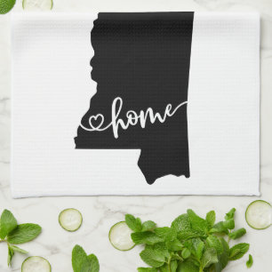 Home State Outline Heart Mississippi Serviette de 