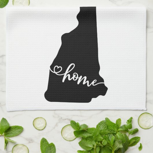 Home State Outline Heart New Hampshire Theedoek (Gevouwen)