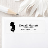 Home State Outline Heart New Jersey Adres Etiket (Insitu)