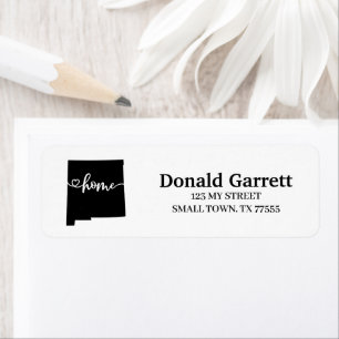Home State Outline Heart New Mexico Address Etiket