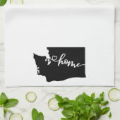 Home State Outline Heart Washington Theedoek (Gevouwen)