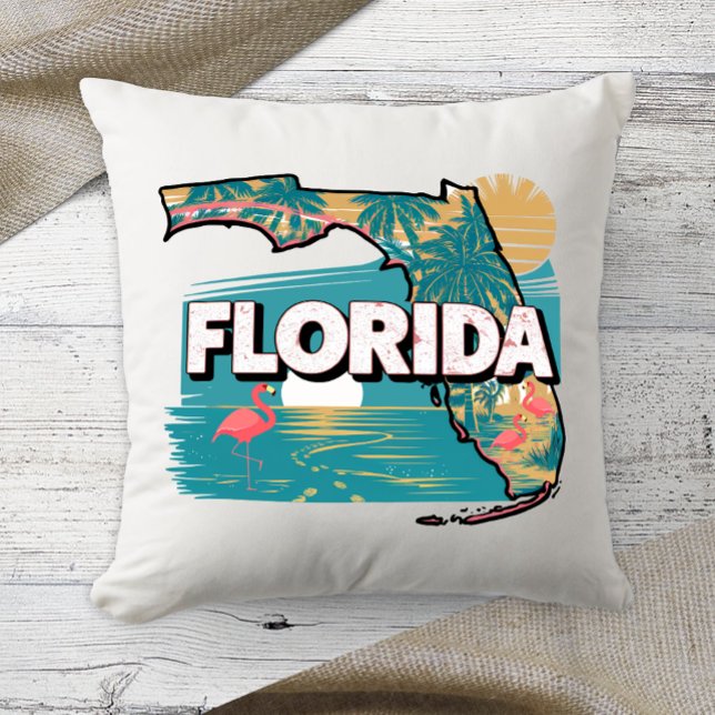 Home State Retro Kleur Florida Kussen (Creator heeft geüpload)