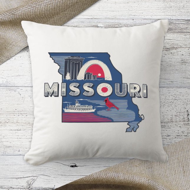 Home State Retro Kleur Missouri Kussen (Creator heeft geüpload)