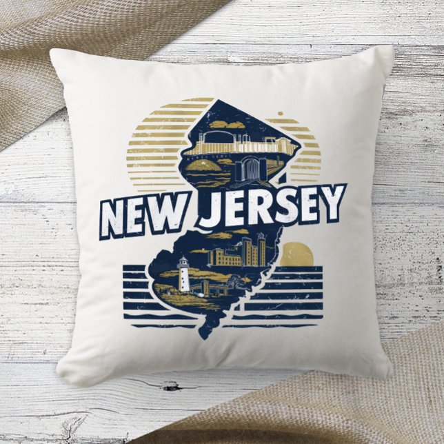 Home State Retro Kleur New Jersey Kussen (Creator heeft geüpload)