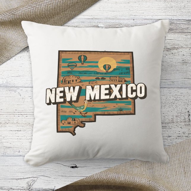 Home State Retro Kleur New Mexico Kussen (Creator heeft geüpload)