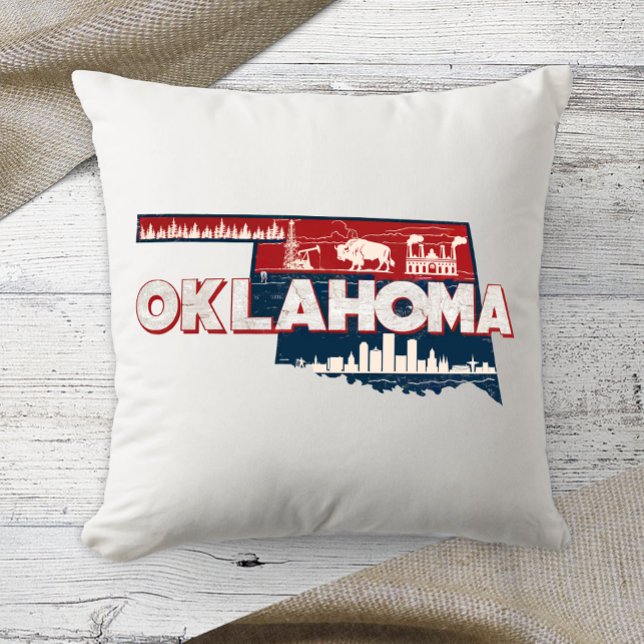 Home State Retro Kleur Oklahoma Kussen (Creator heeft geüpload)
