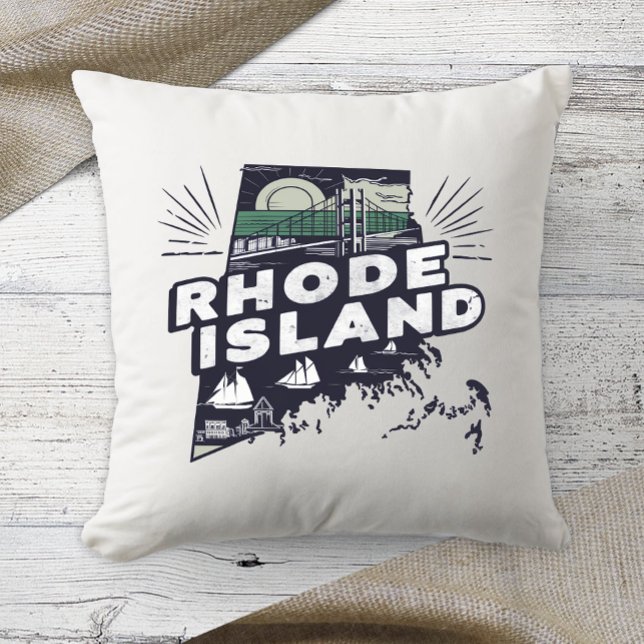Home State Retro Kleur Rhode Island Kussen (Creator heeft geüpload)