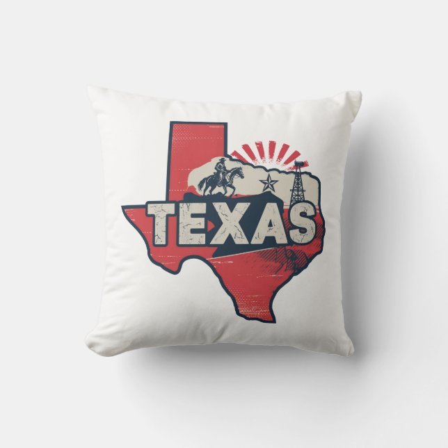 Home State Retro Kleur Texas Kussen (Voorkant)