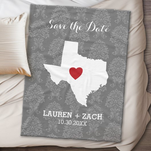 Home State Wedding Save the Date Texas Fleece Deken