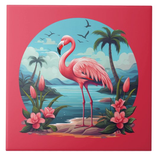 Home Strand Roze Flamingo Liefhebbers Crafting Bus Tegeltje (Voorkant)