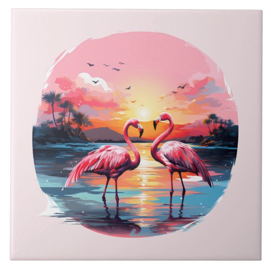 Home Strand Roze Flamingo Liefhebbers Crafting Bus Tegeltje (Voorkant)
