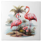 Home Strand Roze Flamingo Liefhebbers Crafting Bus Tegeltje (Voorkant)