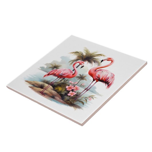 Home Strand Roze Flamingo Liefhebbers Crafting Bus Tegeltje (Zijkant)