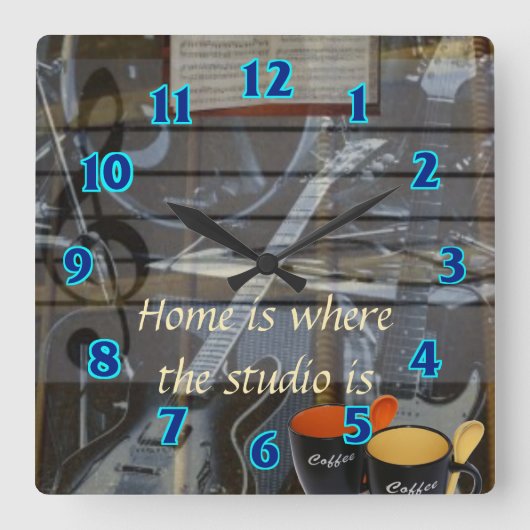 Home Studio Clock Vierkante Klok (Voorkant)