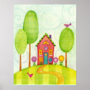 home suikervrije waterverf afdruk poster