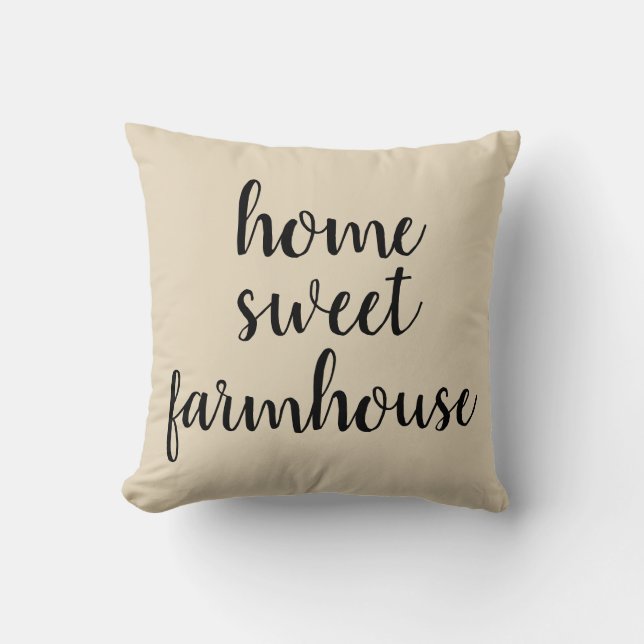 Home Sweet Farmhouse Beige Sierkussen (Voorkant)