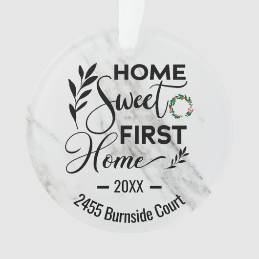 Home Sweet First Home 2023 Gepersonaliseerd adres Ornament (voorkant)