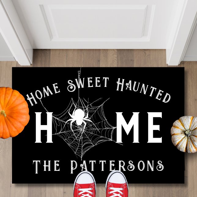 Home Sweet Haunted Home Spooky Spiderweb Halloween Deurmat (Creator heeft geüpload)