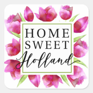 Home Sweet Holland: Roze Tulpen Dutch Tulpen Gift Vierkante Sticker