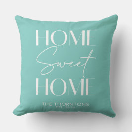 Home Sweet Home Aqua Green Solid Kussen