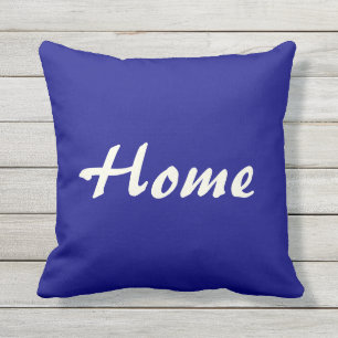 Home Sweet Home Blue en Beige Outdoor Pillow Buitenkussen