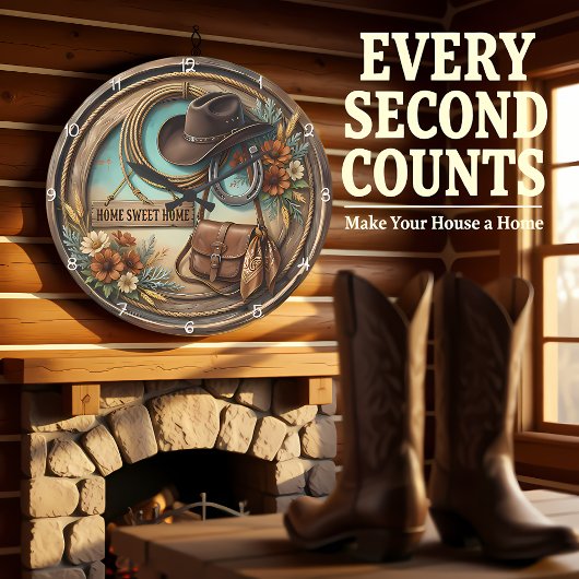 Home Sweet Home Cowboy Hat Grote Klok