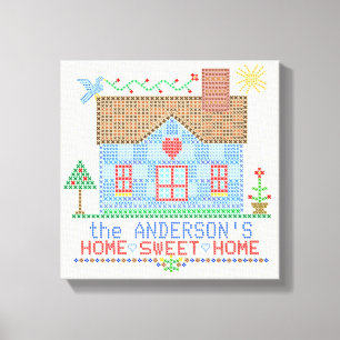 Home Sweet Home Cross-titrice House Gepersonalisee Canvas Afdruk