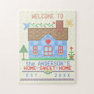 Home Sweet Home Cross-titrice House Gepersonalisee Legpuzzel