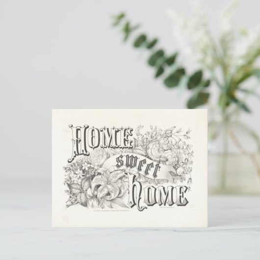 Home Sweet Home Currier & Ives Lithograph Briefkaart (Staand voorkant)