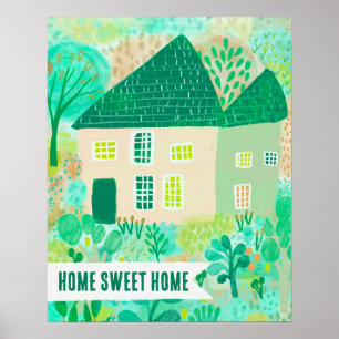 HOME SWEET HOME Custom House Tuin Illustratie Poster