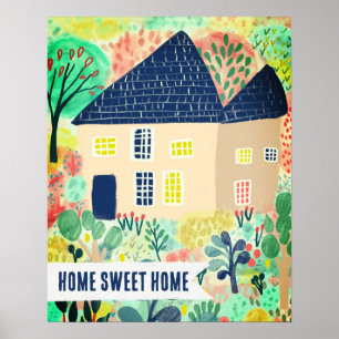 HOME SWEET HOME Custom House Tuin Illustratie Poster