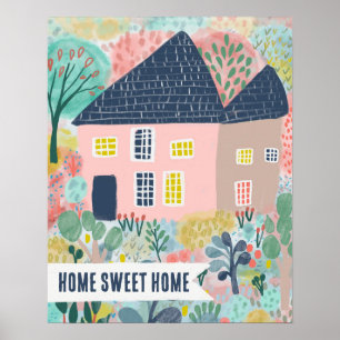 HOME SWEET HOME Custom House Tuin Illustratie Poster